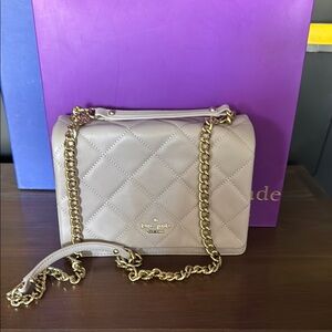 Kate Spade Cream Quilted Shoulder Bag with Gold Chain